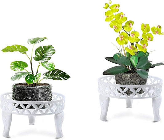 2 Pack White Plant Stand, Metal Plant Stands Outdoor Indoor, Anti-Rust Planter Stands Plant Shelf, Flower Pot Stands for Multiple Plants,Display Shelves Potted Plant Holders for Garden Patio