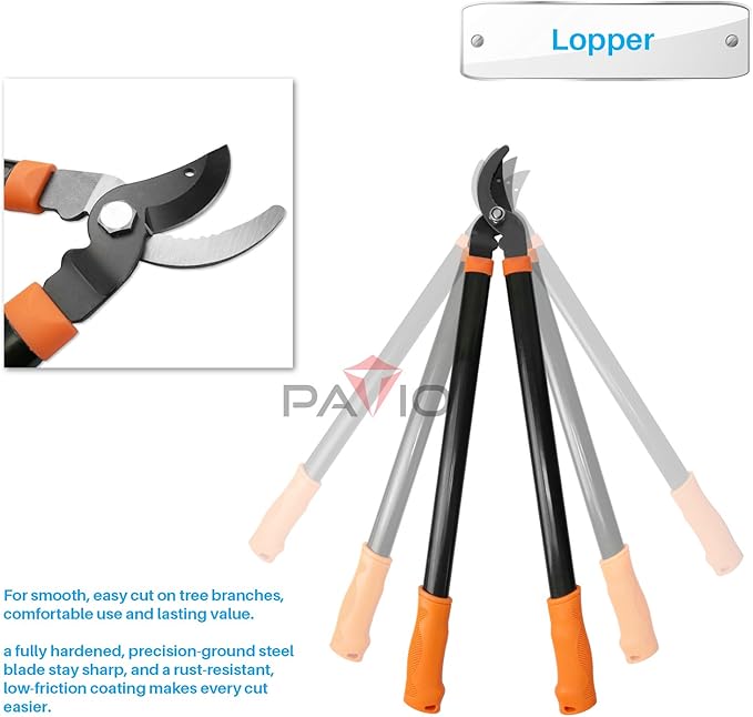 Patio Paradise 3 Piece Garden tools, Tree & Shrub Care Set with Pruner, Lopper and Hedge Shear for Yard Lawn Indoor Outdoor Gardening