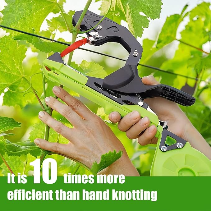 Plant Tying Machine Upgraded, Gardening Tape Tool Tapener Gun Lightweight with 12 Rolls of Tape, 1 Boxes Staples for Garden Vegetables, Grape, Tomato, Cucumber, Pepper & Flower Planting (Green)