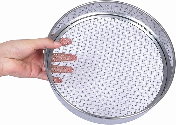 Soil Sifter Stainless Steel Set with 3 Sieve Mesh for Garden
