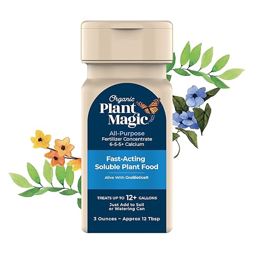 Organic Plant Magic - Truly Organic™ Easy to Use Soluble Plant Food Shaker: All-Purpose Fertilizer Concentrate for All Flower Vegetable Herb Fruit Tree Indoor Garden & House Plants [One 3 oz Shaker]