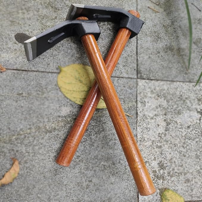 Garden Hoe Tool Small Action Hoe, Loosening Soil and Weeding,Knockable and Removable Nails,Hand Long Handle Weed Garden Tool,Digging and Rooting (6.29in×2.95in,1.80lb)