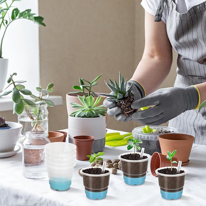 Clear Nursery Pots for Plants,30 Packs Seed Starting Pots 4 inch Plastic Plant Pot Seedling Pots with Drainage Holes Plant Nursery Pots Seed Starting Pot Silicone Base