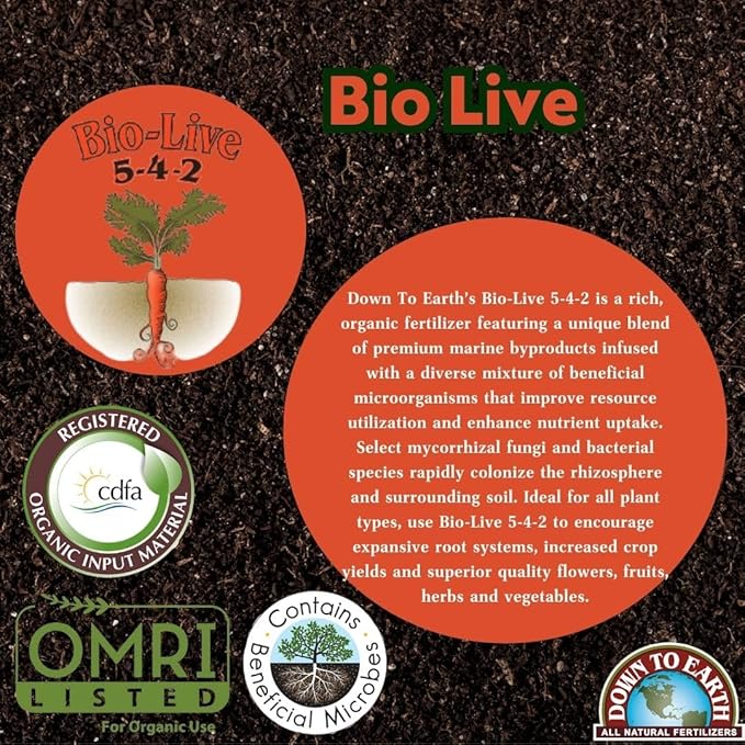 Down to Earth Organic Bio-Live Fertilizer Mix 5-4-2, 5 lb