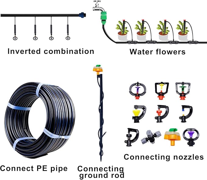 50ft 1/4 inch Drip Irrigation Tubing, Blank Distribution Line Water Hose Garden Watering Tube for Garden Irrigation System