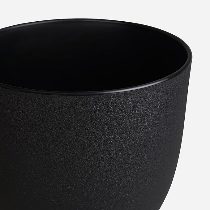 8 inch Plant Pots Set of 4 Pack, Plastic Planters with Drainage Holes and 4 Saucers, Morden Decorative Creation Flower Pots for Indoor & Outdoor Garden House Plants, Black