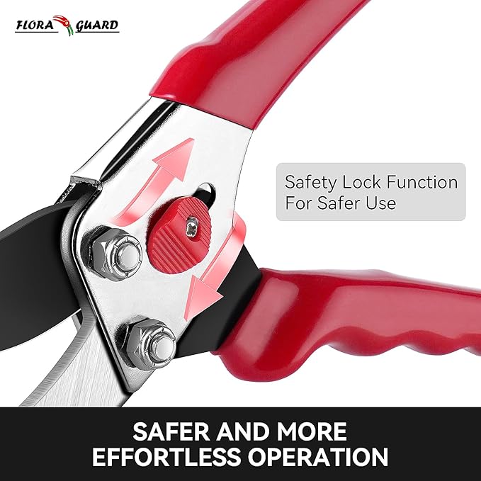 Flora Guard Garden Shears 8.5" Bypass Pruning Shears, Professional Ultra Sharp Sk5 Steel Garden Clippers, Heavy Duty Plant Cutting Scissors Garden Tools Supplies, Hedge Branch Trimmer, Super Durable