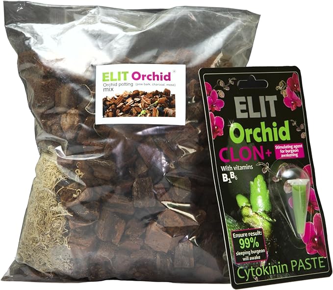 Premium Orchid Potting Mix - 3 Quarts Blend with Bark, Charcoal & Moss - Bonus Burgeon Awakening Fertilizer for Enhanced Growth & Bloom
