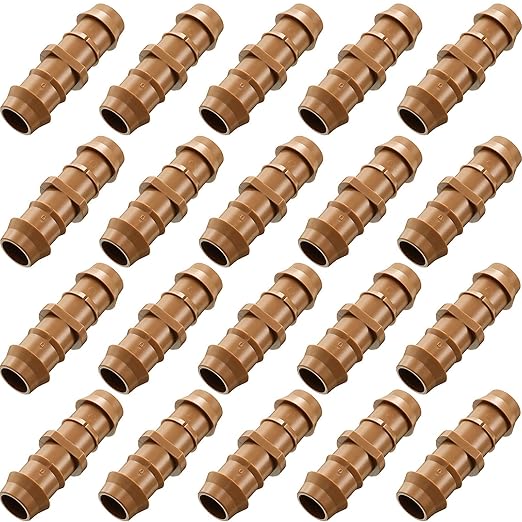 Boao 20 Packs 1/2 Inch Barbed Connector Plastics Drip Irrigation Barbed Hose Connector 17 mm Diameter (Coupling)