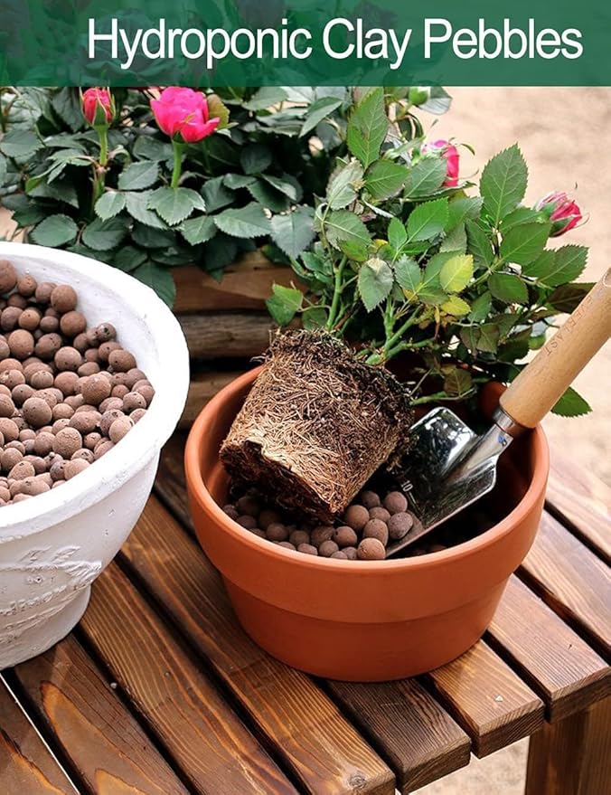 Toypopor 7qt Hydroponic Clay Pebbles, 8mm-12mm, Natural Organic Expanded Grow Media for Hydroponics, Drainage, Decoration, Aquaponics and Other Gardening Essentials