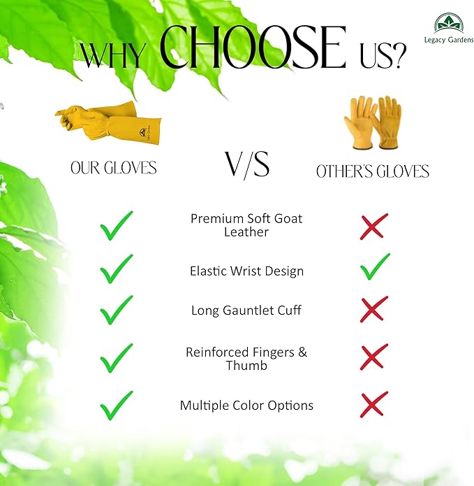 Thorn Resistant Leather Gardening Gloves for Men & Women – Long Gauntlet Rose Pruning Gloves with Forearm Protection for Pruning and Yard Work - Large yellow