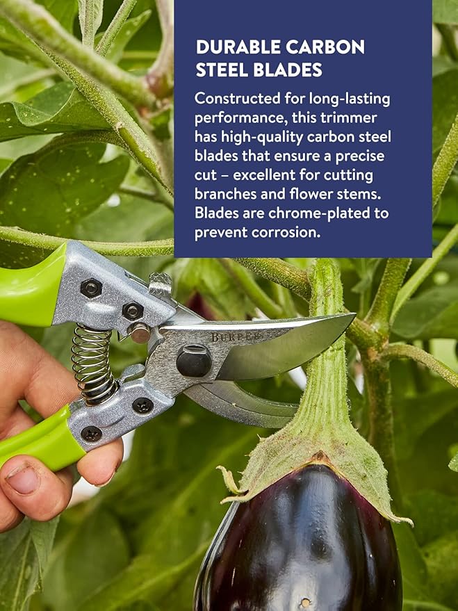 Burpee CR850 Bypass Garden Pruner - Pruning Shears - Long-Lasting Garden Tools - Great for Trimming Shrubs or Harvesting Vegetables - 8.5 Inches