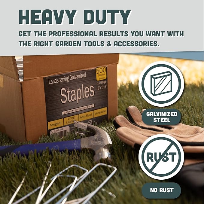 Squirrel Products U Shape Garden Stakes Metal, 6 Inch Landscaping Staples, 11 Gauge Stakes for Landscaping Fabric, 2.9mm 15x2.5x15cm – 100 Pack