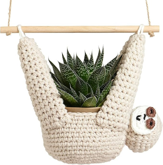Sloth Gifts Sloth Plant Hanger for Succulent Pot Hanging Planter for Plant Lovers Home Decor Planter Macrame Plant Hanger | 5 Inch Plant Holder