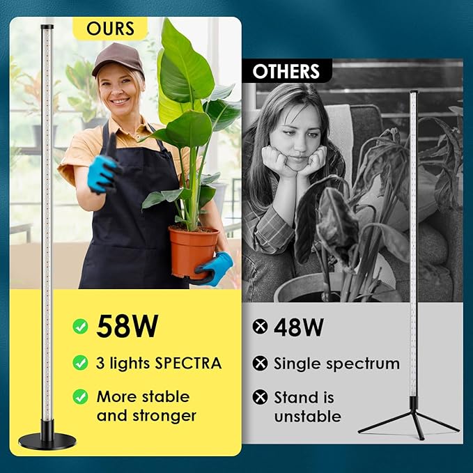 2 Pack Grow Lights for Indoor Plants, 6000K 243 LEDs Light for Seed Starting with Full Spectrum, 45in Height Standing Plant Light, 3 Switch Modes for Wide Area Coverage in Indoor Plants