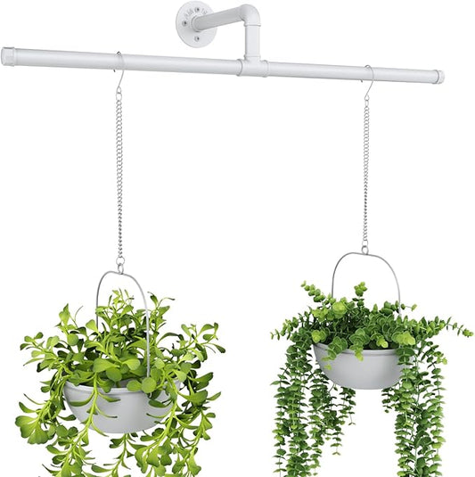 Bamworld Hanging Planters for Indoor Plants Plant Hanger Indoor Hanging Plant Holder Window Plant Shelves Metal Rod(Pot&Plant Not Included) 35.8in White
