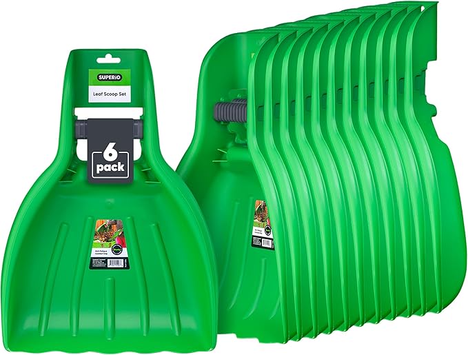 Leaf Collector, Leaf Scoops, Hand Rake for Leaf Picker Upper Gardening Hand Tools, Lawn Cleaning Garden Rake 6 Pairs Leaf Scoop, Green Plastic Leaf Grabber, by Superio