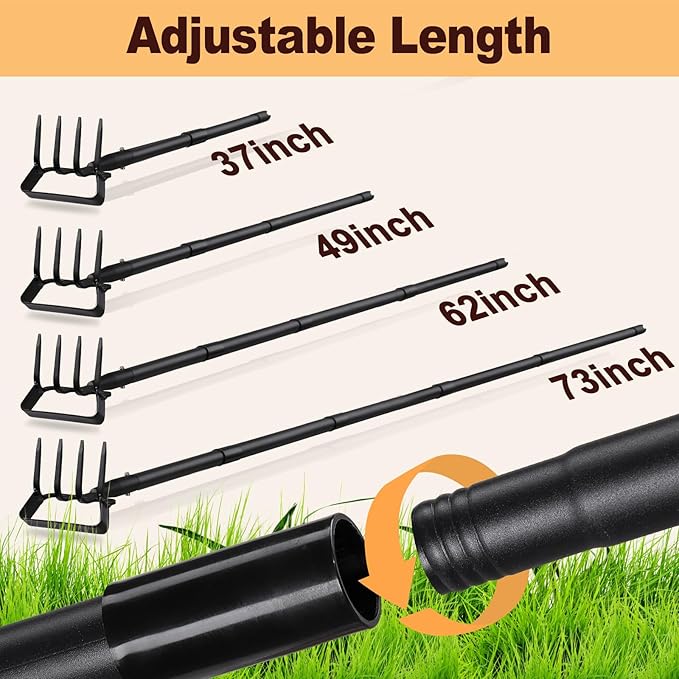 Garden Hoe for Weeding, 73 inch Long Handle Stirrup Hoe Garden Tool Heavy Duty Manual Weeders Scuffle Cultivator Hoe for Digging, Loosening Soil