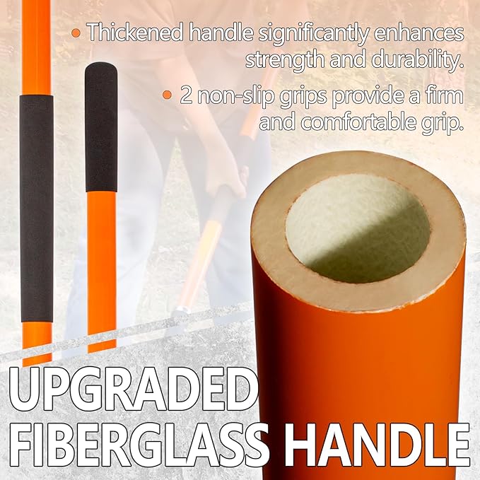 Shovel for Digging, Heavy Duty Shovel with Fiberglass Handle, Metal Shovel for Gardening, 58 Inches