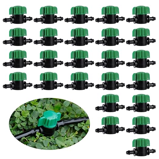 Drip Irrigation Valves,Drip Irrigation Shut Off Valve Barbed Valves FittingsFits 1/4 Drip Irrigation Tubing Water Flow Control for Drip Sprinkler Garden System(25PC-1/4 Drip Valve)