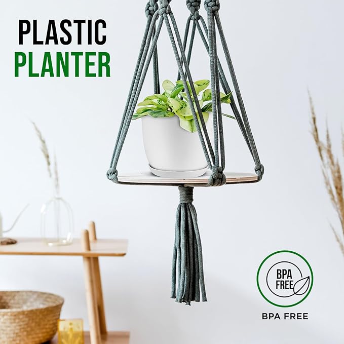 Eco Friendly Plant Pot Set -20-Pack Home Decor Flower Indoor and Outdoor Plastic Pots with Drainage Holes, Assorted Sizes (7", 6.6", 6", 5.3", 4.8") - Stackable Garden Versatile Planters