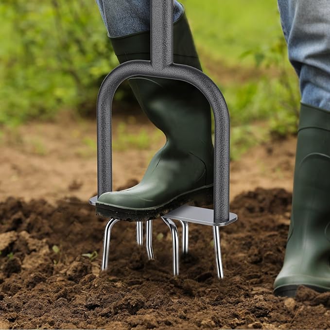 Dolibest Manual Twist Tiller, All-Steel Garden Claw Cultivator w/6 Stainless Steel Claws - Garden Claw Cultivator with Soft Rubber Grip, Hand Tiller Soil Ripper for Flower Box and Raised Bed