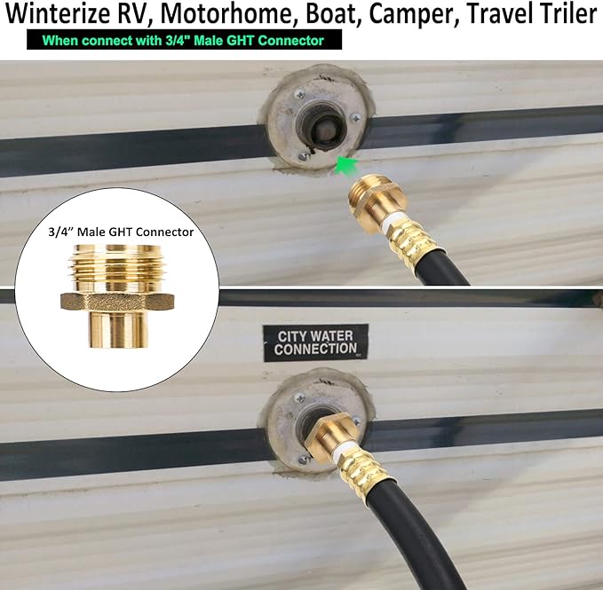STYDDI RV Winterization Blowout Adapter Hose with Shut Off Valve, 12" Winterize Sprinkler System Shut-Off Hose Fitting for Outdoor Faucets, RVs, Boat, Water Pipes, Irrigation System, Sprinkler System