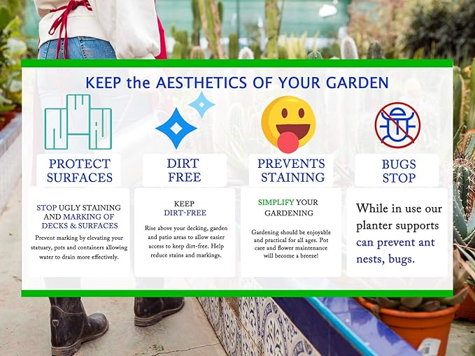 24 Pack Invisible Pot Feet with Enhanced Non-Slip Surface Grip Plant Pots and Flowers, Solid Rubber Pots Risers, Pot Lifters for Indoor or Outdoor Planters