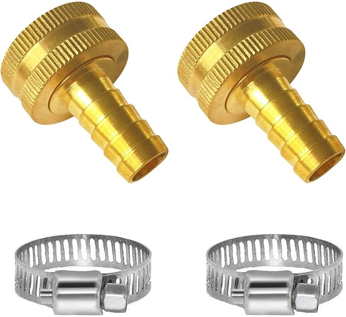 Garden Hose Adapter 5/8" Drip Irrigation Tubing to Faucet/ - Reusable Connector Fittings for Most Rain Bird, Orbit, Dig, Toro 5/8 Hose Barb x 3/4" (F) GHT Garden Extension Repair Fitting 2PCS