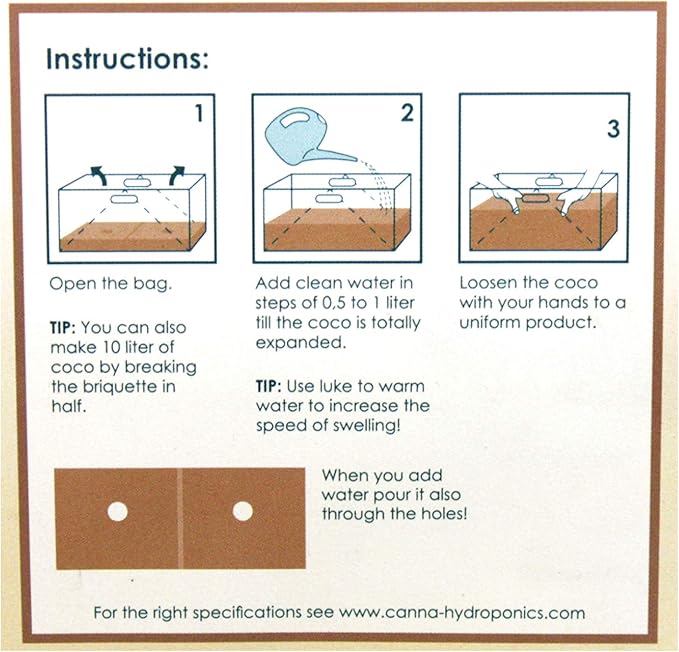 Canna Coco Brick 40L Expandable Natural Plant Medium Soil Substrate, 40 Liter Expanded - 8 Liter Dry, Reusable (2)
