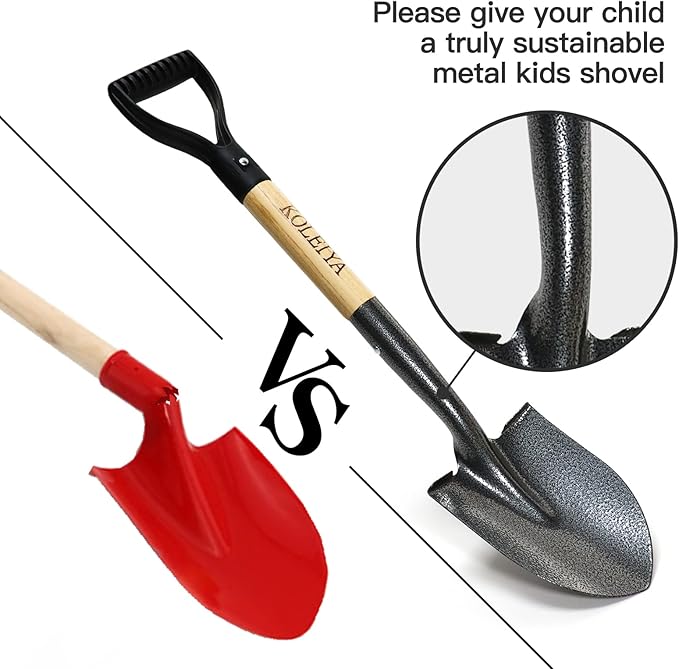 Small Shovel,Short Handle Shovel,Overall Length 28 Inches,Kids Shovels for Digging,Shovels for Gardening,Metal Sand Shovel, Metal + Wooden