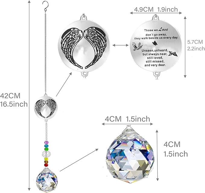 Memorial Gifts Crystal Suncatcher,Unique Sympathy Gifts for Loss of Loved One,Rainbow Maker Bereavement Gifts Box for Loss of Father Mom Dad Son Daughter Husband Brother Grandmother (Wing)