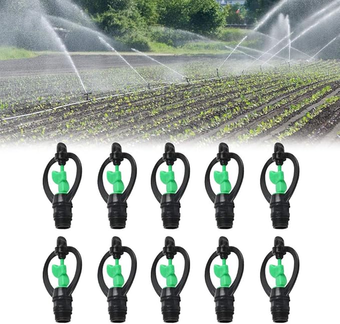 HEEPDD 10Pcs Irrigation Spray Nozzles, G1/2in Impeller Butterfly Nozzles 360 Degree Automatic Rotation Sprinkler Heads for Agricultural Irrigation