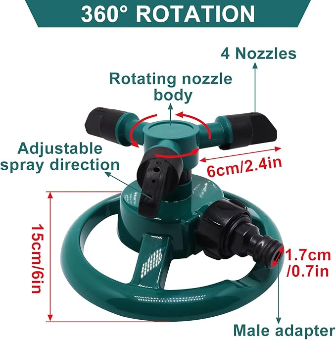 Sprinklers for Yard, Automatic 360° Rotating Lawn Sprinkler, Garden Water Sprinklers for Lawn, Large Area Coverage Lawn Irrigation System, Yard Sprinklers for Lawns and Gardens Plant, 1Pcs