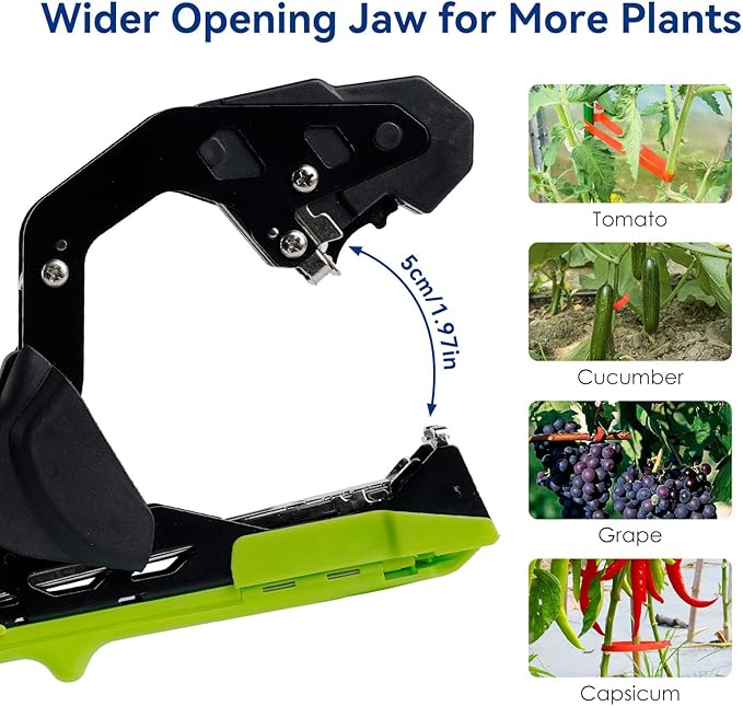 Upgraded Plant Tying Machine, Lightweight Plant Type Gun with 20 Rolls Tapes, 20000Pcs Staples to Tie Up Vine, Plant Tying Tool with SK5 Blade Replacement for Tomato, Cucumber, Grape (Green)