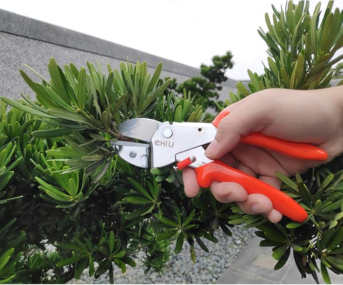 7" Pruning Shears with SK-5 Blades, Bypass Anvil Pruner, Hand Pruner, Clippers for Gardening Tools, Hi-Leverage Type (Ø ≦ 17MM), Made in Taiwan
