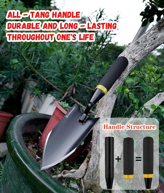 Garden Shovel - Heavy Duty Gardening Hand Trowel, Carbon Steel Garden Trowel with Rubberized Handle, Trowel Garden Tool for Diligent Farmer Soil Planting Digging Transplanting