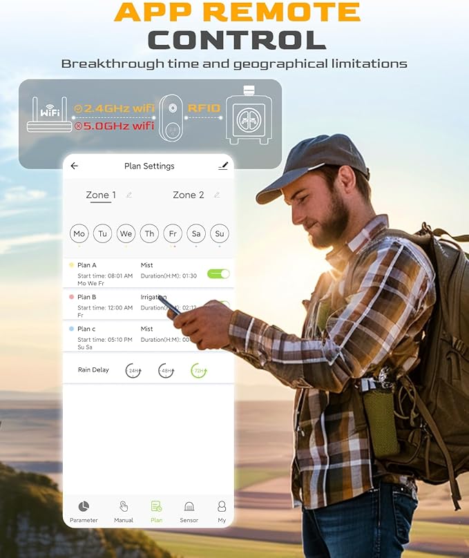 RAINPOINT Sprinkler Timer WiFi Water Timer with Brass Inlet, 2 Outlets Smart Hose Timer,Automatic Irrigation System Controller, APP & Voice Control, Irrigation by Weather/Quantity/Soil Moisture