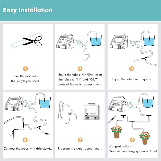 Automatic Watering System for Potted Plants, Micro DIY Self Drip Irrigation Kit with Programmable Water Pump Timer, Large Angled Display, Easy to Read, Ideal for Indoor Greenhouse Plants and Flowers