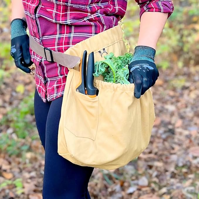 UpBloom Harvest & Weeding Waist Apron with Pockets | Berry Picker/Garden Apron/Foraging Bag for Harvest - Vegetables, Fruits