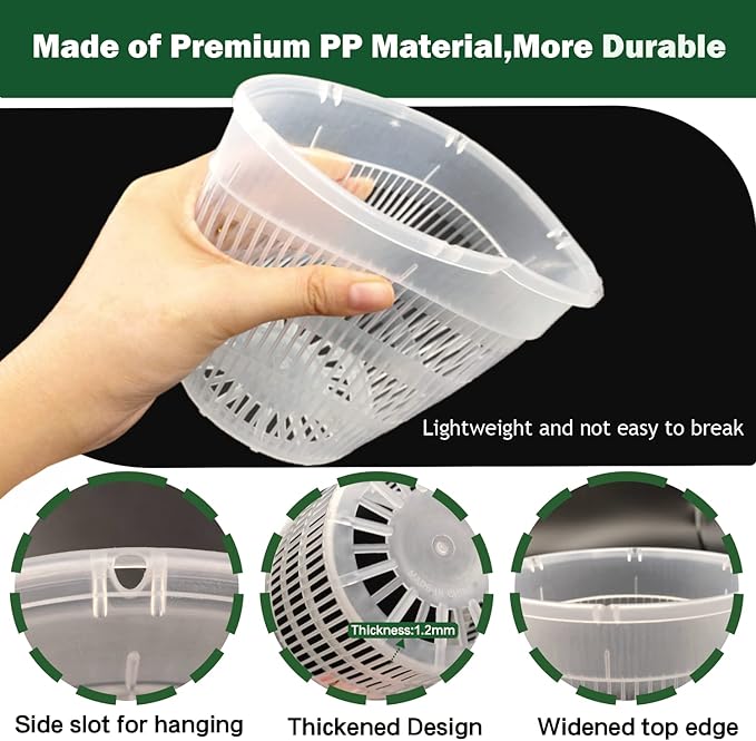 Orchid Pot,12 Pack 5.5Inch Clear Plastic Orchid Pots with Saucers, Orchid Pots with Holes, Orchid Pots for Repotting, Orchid Breathable Slotted Pot(12Pcs 5.5in+ Saucers)
