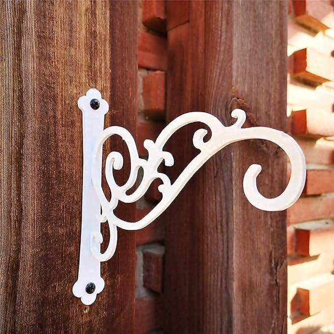 YOYOSO Sunshine Iron Hanging Planter Bracket, 2 Pcs 6-Inch Wall Hooks for Hanging Birds Feeders, Latern, Wind Chimes, Coat, Decorative Indoor Outdoor (Screws Included, White)