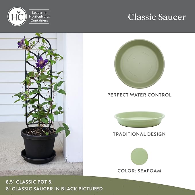 The HC Companies Flower Pot Saucers - Plastic Plant Saucer for Outdoors & Indoors - Traditional Design Plant Pot Trays for Water Drainage - Durable & Stylish Round Plant Tray (21-inch Seafoam)