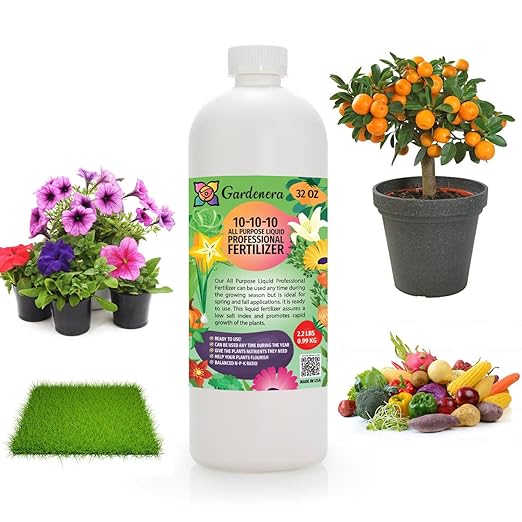 𝐏𝐑𝐎𝐅𝐄𝐒𝐒𝐈𝐎𝐍𝐀𝐋 𝐀𝐥𝐥-𝐏𝐮𝐫𝐩𝐨𝐬𝐞 Liquid Fertilizer 10-10-10 for Lawns, Grass, Plants, Vegetables, Fruits & Flowers |10-10-10 Liquid Fertilizer for Indoor and Outdoor Plants (32 OZ)
