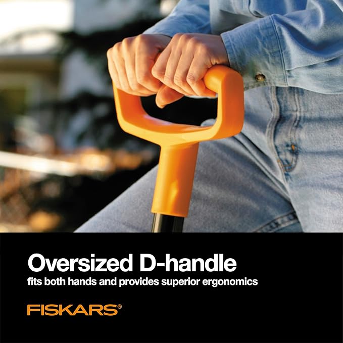 Fiskars 46" Spade Garden Shovel, Steel Flat Spade with Ergonomic D-Handle, Sharp Blade Square Shovel for Lawn Edging, Digging, Pruning, Heavy Duty Yard Tool, Easy Cuts in Grass and Turf
