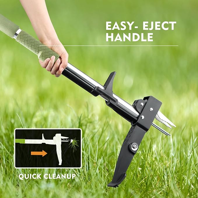 Stand Up Weed Puller,4-Claw Gardening Hand Weeding Tool with 39.4" Long Handle and 4 High-Strength Stainless Steel Claws,Dandelion Weeder,Easily Weeding Without Bending, Pulling, or Kneeling.