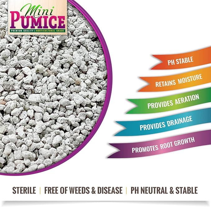 Pumice Stone Grow Media - Made in USA for Bonsai • Succulents • Cactus • Orchids - Horticultural Soil Amendment Additive Conditioner for Indoor and Outdoor Plants and Flower Gardens. OMRI Listed