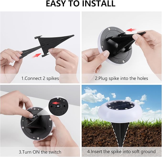 Solar Ground Lights,8 Pack Solar Lights Outdoor Waterproof, Solar Garden Lights for Outside Patio Pathway Yard Lawn Driveway Deck Step Walkway,Outdoor Chrismtas Decorations