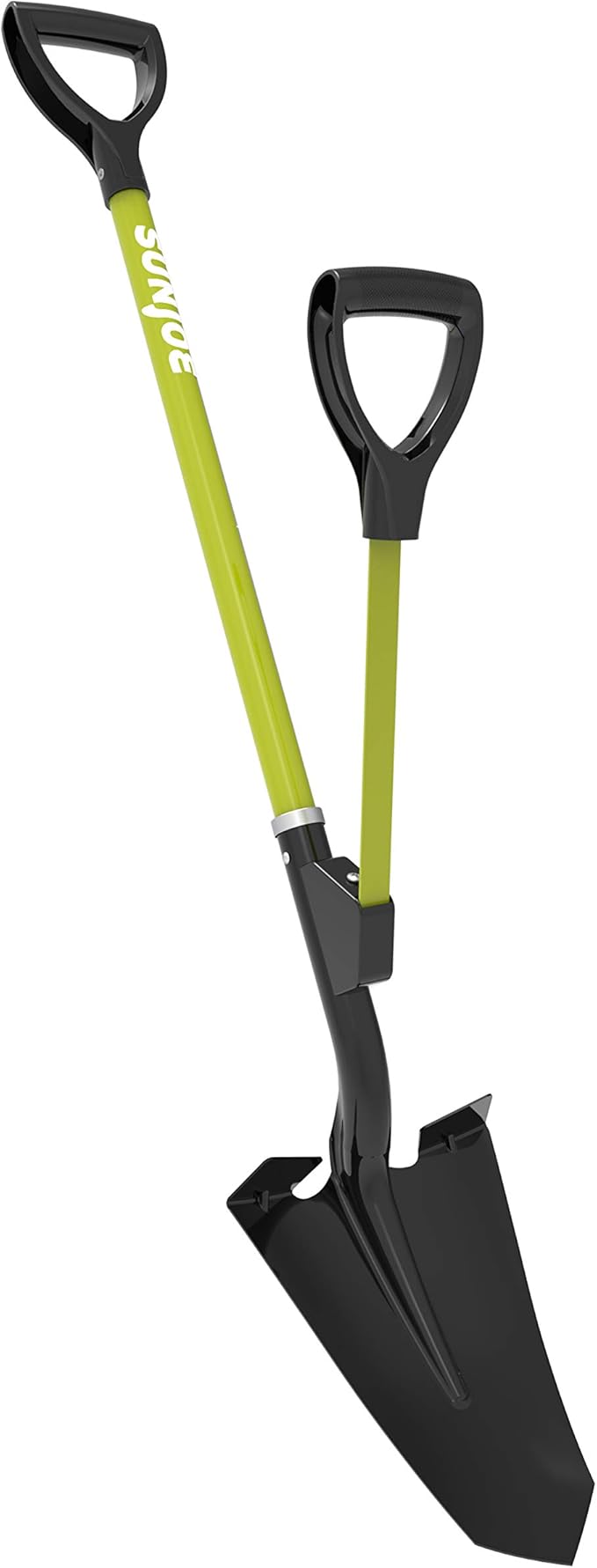 Sun Joe SJ-SHLV07 Shovelution Strain-Reducing Spear Head Digging Garden Shovel, 9-Inch Steel Head, Patented Shovelution Auxiliary Handle
