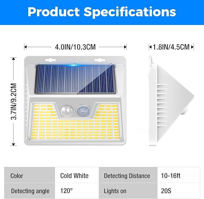 Peasur Solar Lights Outdoor Waterproof, 6Pack 140LED Bright Motion Sensor Security Lights 3 Modes, Solar Powered Fence Wall Light for Garden Yard Outside(Cool White)